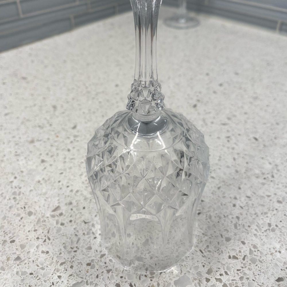 Vintage Cristal D'arques France Longchamp Cut Crystal Wine Glass 6 3/8” Set of 2 - Picture 6 of 8